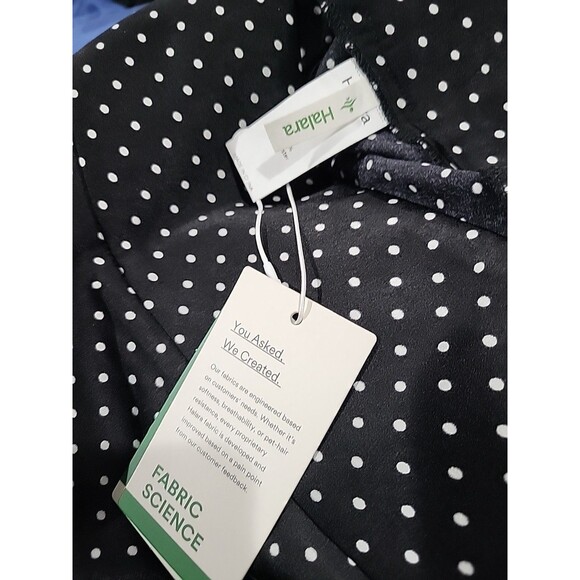 Halara Womens Mid Rise Zippered Skirt Sz Medium Black White Dots, High Slit NWT - Picture 4 of 9